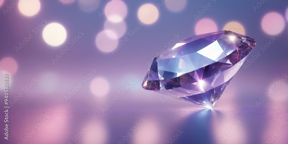 Digital illustration large sparkling diamond purple background c Digital illustration large sparkling diamond purple background c