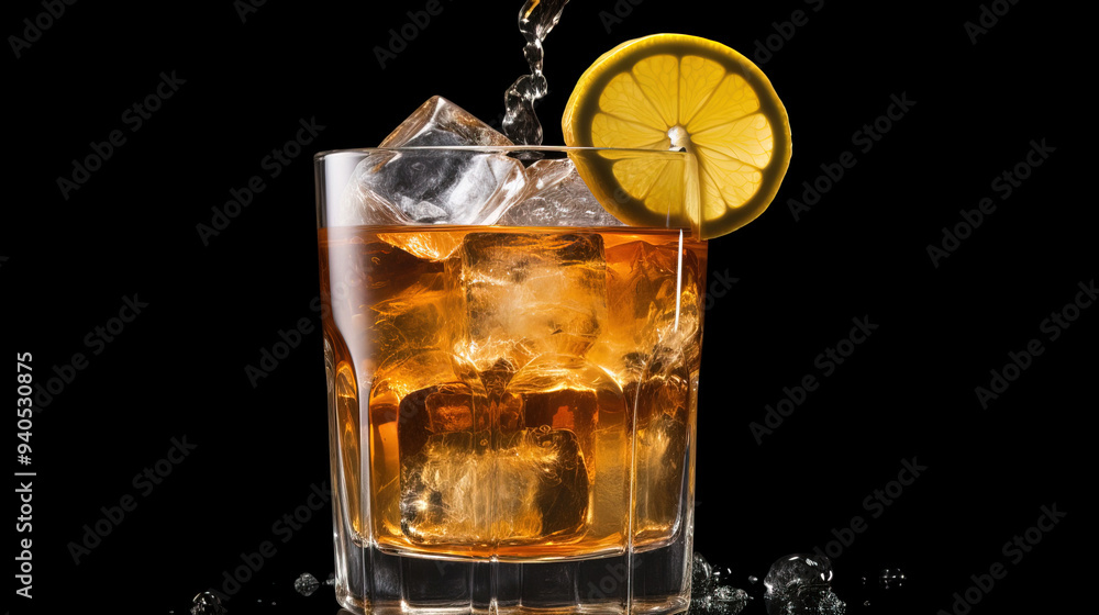 Refreshing Cocktail with Ice Cubes and Lemon Wedge Refreshing Cocktail with Ice Cubes and Lemon Wedge