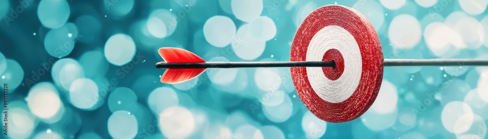 A vivid image of an arrow hitting a target, symbolizing focus, precision, and goals achieved in a captivating bokeh background.