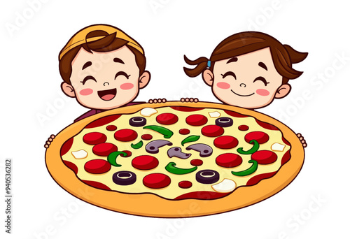 Cheerful Children's Pizza Party