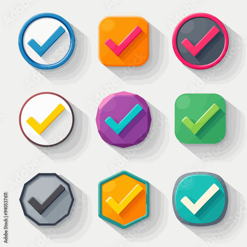 Colorful Checkmark Icons Set