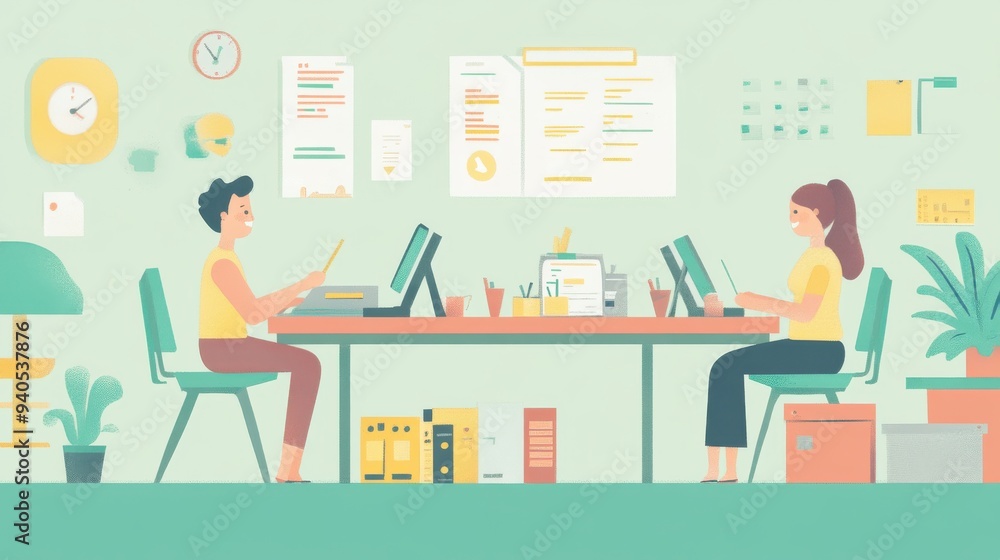 Loan renegotiation flat design, side view, adjusting interest rates theme, animation, colored pastel Loan renegotiation flat design, side view, adjusting interest rates theme, animation, colored pastel