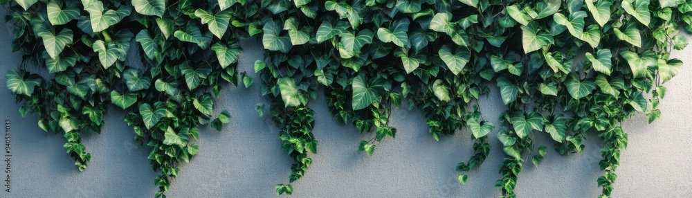 Fototapeta premium Ivy plants flat design, front view, climbing greenery theme, 3D render, Triadic Color Scheme