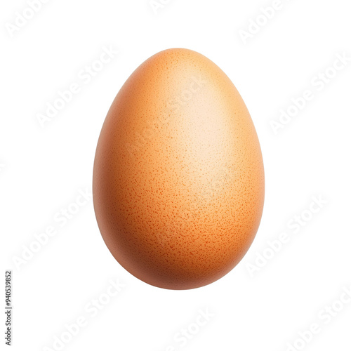 A single brown egg on a white background, showcasing its smooth texture and natural color. Isolated on transparent background.