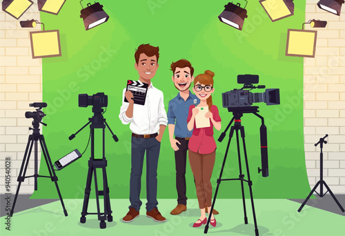 Film Production Team Posing for Camera