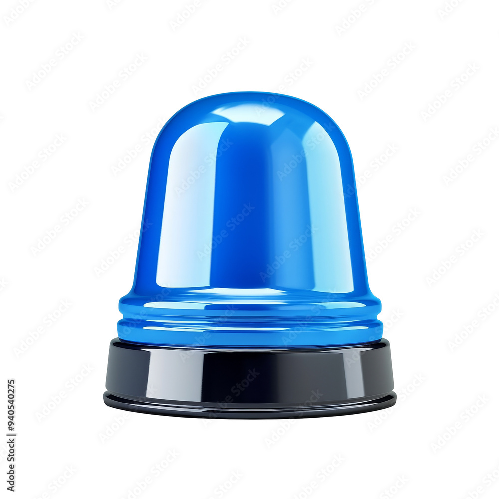 A vibrant blue emergency light on a black base, symbolizing alertness and safety in various emergency situations. Isolated on transparent background. A vibrant blue emergency light on a black base, symbolizing alertness and safety in various emergency situations. Isolated on transparent background.