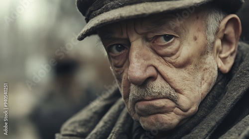 Portrait of a Pensive Elderly Man in a Cap