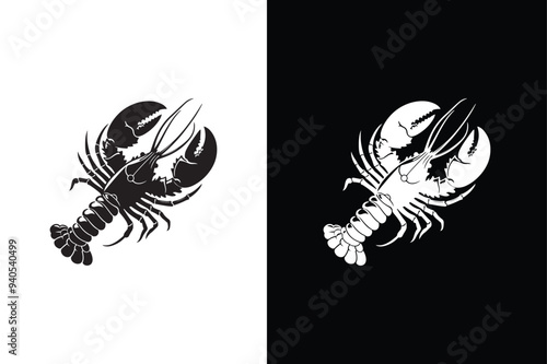 Lobster icon. Simple lobster icon silhouette vector illustration black