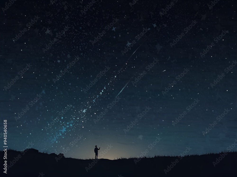 person looking at starry night sky person looking at starry night sky