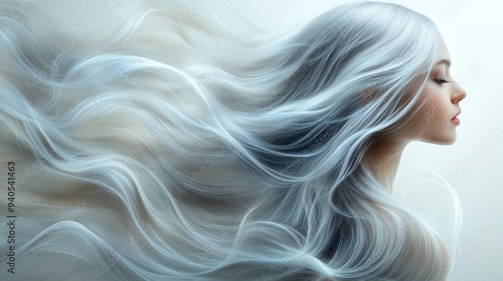 Woman with flowing silver hair Woman with flowing silver hair