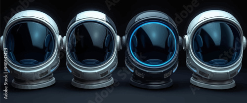 Futuristic Space Suit Helmets