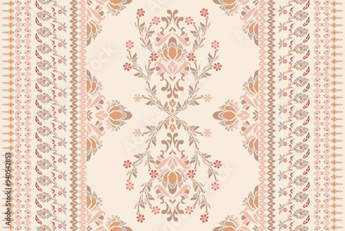 Ikat tribal Indian seamless pattern. Ethnic Aztec fabric carpet mandala ornament native boho chevron textile.Geometric African American oriental traditional vector illustrations. Embroidery style.
