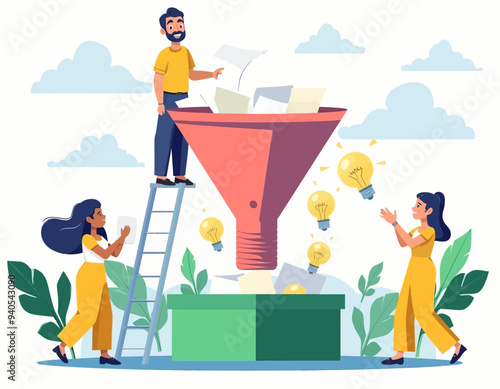 Innovative Idea Concept: Man and Woman Collaborating on a Brilliant Idea