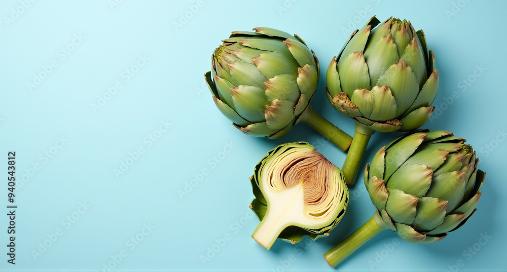 Fototapeta premium artichokes on a wooden background