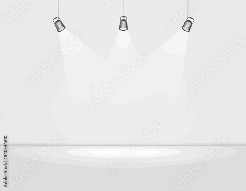 Pure White Background with Three Hanging Lights
