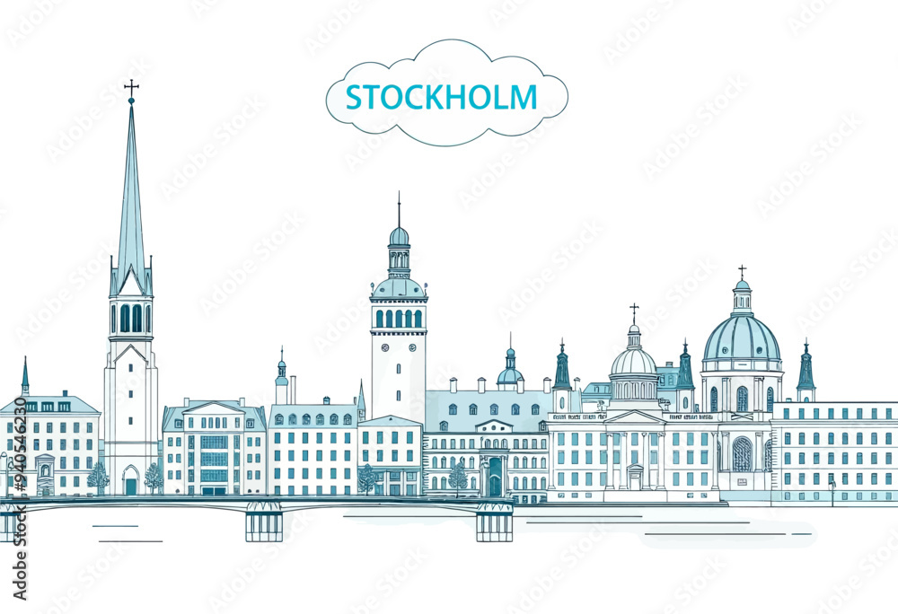Fototapeta premium Stockholm Skyline: Iconic Buildings and Architectural Marvels