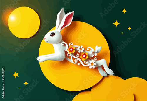 Whimsical Easter Bunny Illustration