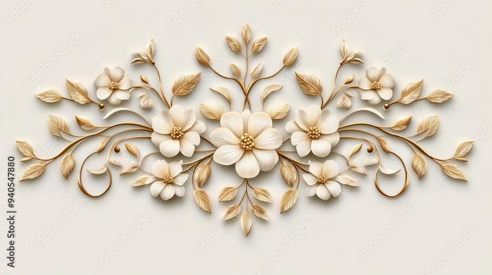 An elegant Art Nouveau floral motif with flowing lines and soft curves, Art Nouveau, floral design, decorative An elegant Art Nouveau floral motif with flowing lines and soft curves, Art Nouveau, floral design, decorative