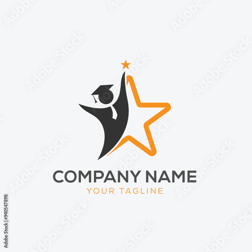 People star logo. Business team group reaching goal together logo vector design
 photo