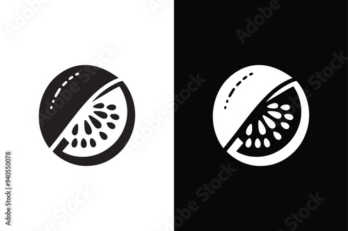 Kiwi silhouette victor icon with black and white background. 