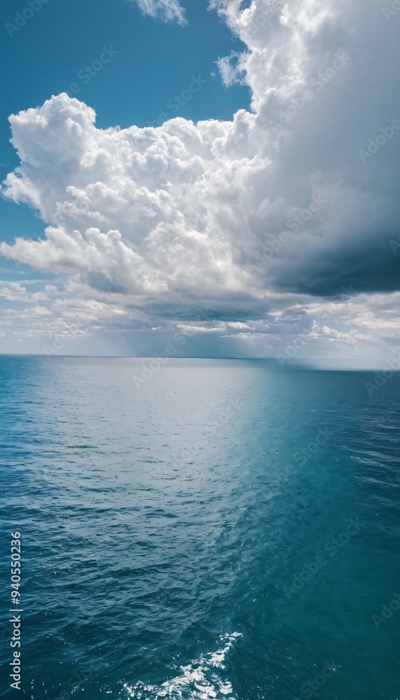Obraz premium Calm weather on sea or ocean with clouds. Ai generated image