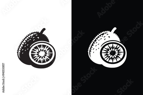 Kiwi silhouette victor icon with black and white background. 