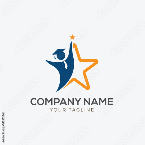 People star logo. Business team group reaching goal together logo vector design
 photo