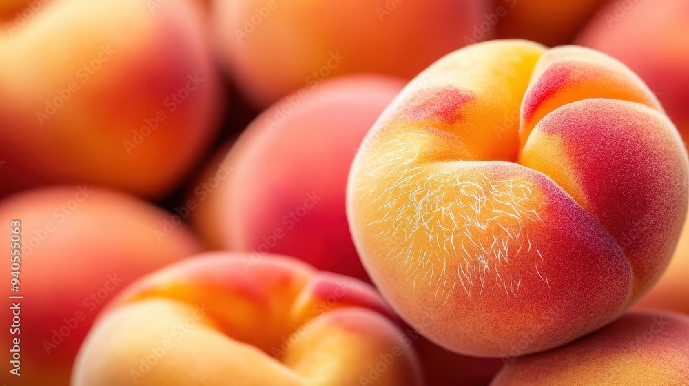 A macro photograph of peach fuzz, with the tiny hairs softly illuminated, peach, macro, fuzz A macro photograph of peach fuzz, with the tiny hairs softly illuminated, peach, macro, fuzz