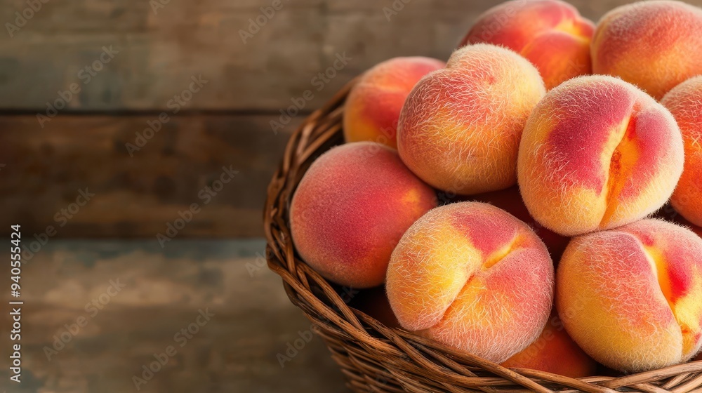 A still life of peaches in a basket, with the soft fuzz clearly visible, creating a warm and inviting scene, peach, fuzz, still life A still life of peaches in a basket, with the soft fuzz clearly visible, creating a warm and inviting scene, peach, fuzz, still life