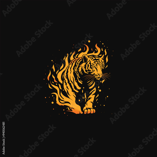 
Vector image of fire tiger photo