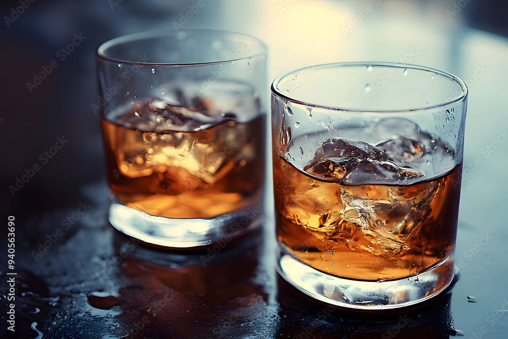 whiskey on the rocks. Generative AI whiskey on the rocks. Generative AI