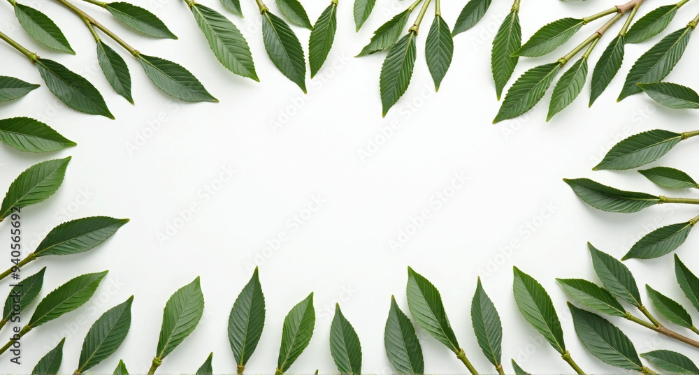 green leaves border green leaves border