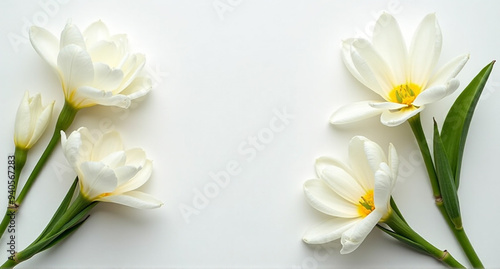 white tulips on white background