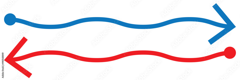 Hand drawn long arrow on white background.