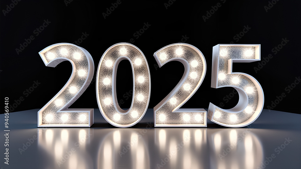 Stylish metallic numbers representing 2025 Reflective design is ideal for celebrations and promotions Stylish metallic numbers representing 2025 Reflective design is ideal for celebrations and promotions