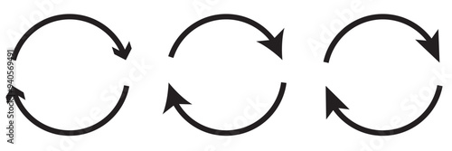 Circle arrows icon. Rotation arrow symbol. Refresh button. Round reload sign. Repeat icon. Vector illustration.
