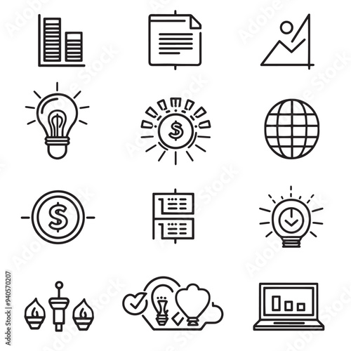 Cost reduction icons for web design line style cost reduction vector icons
