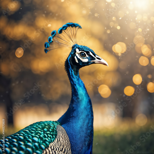 Wallpaper Mural Beautiful male peacock with open feathers Torontodigital.ca