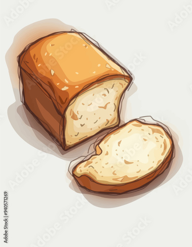 Bread Slice with Crust and Crumbs photo