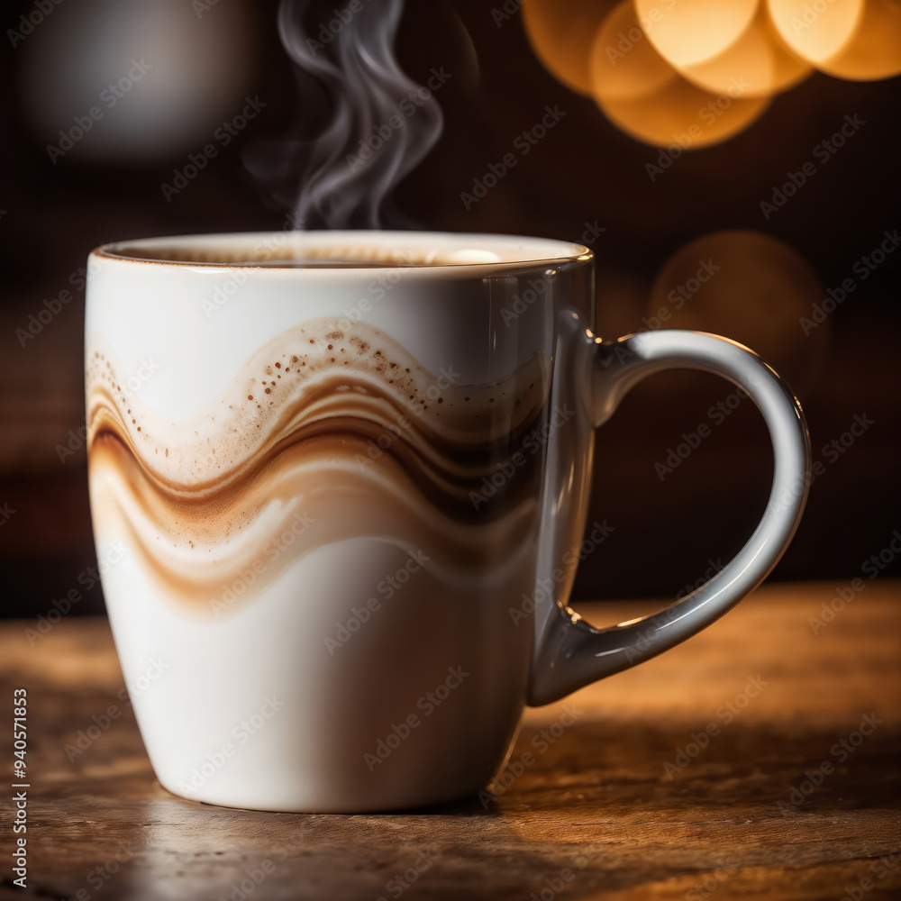 Serving delicious coffee on a wooden table Serving delicious coffee on a wooden table