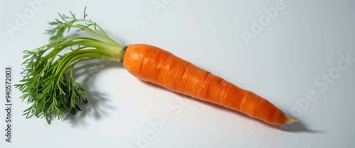 Carrot with green stem and leaves