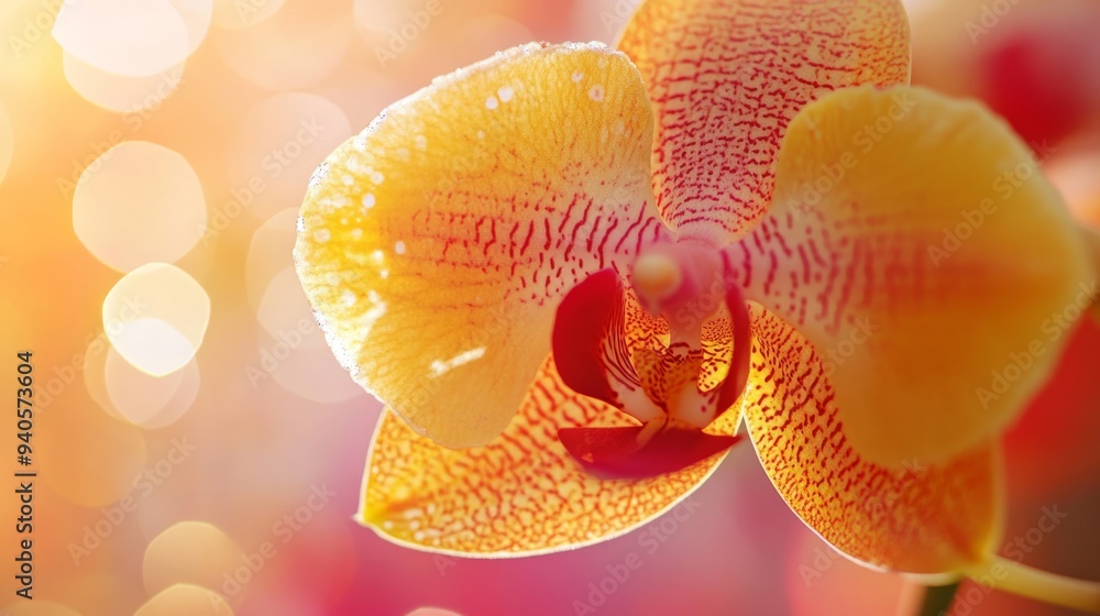 Yellow and red orchid zoom