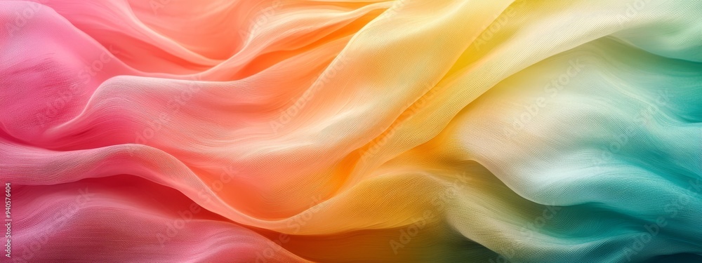 Obraz premium A detailed shot of multi-hued fabric, featuring an expansive wave-like layer atop it