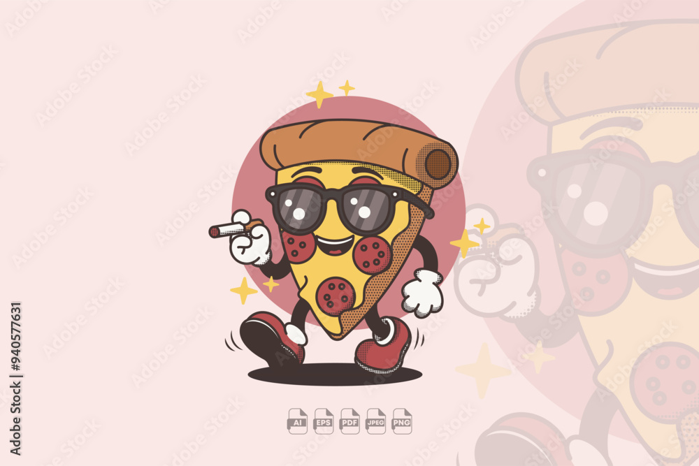 Cute Pizza Slice with a Toy Gun Cute Pizza Slice with a Toy Gun