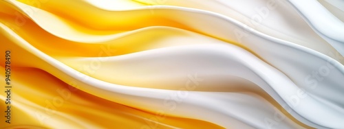  A tight shot of a yellow-white background featuring undulating waves at its top and base