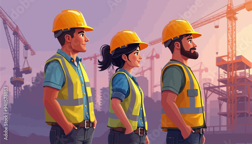 Construction Workers Standing Together