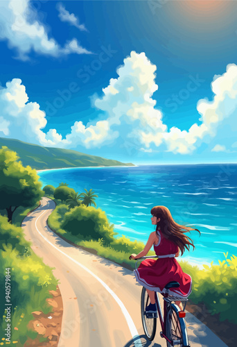 Cycling by the Ocean: A Serene Scenic View