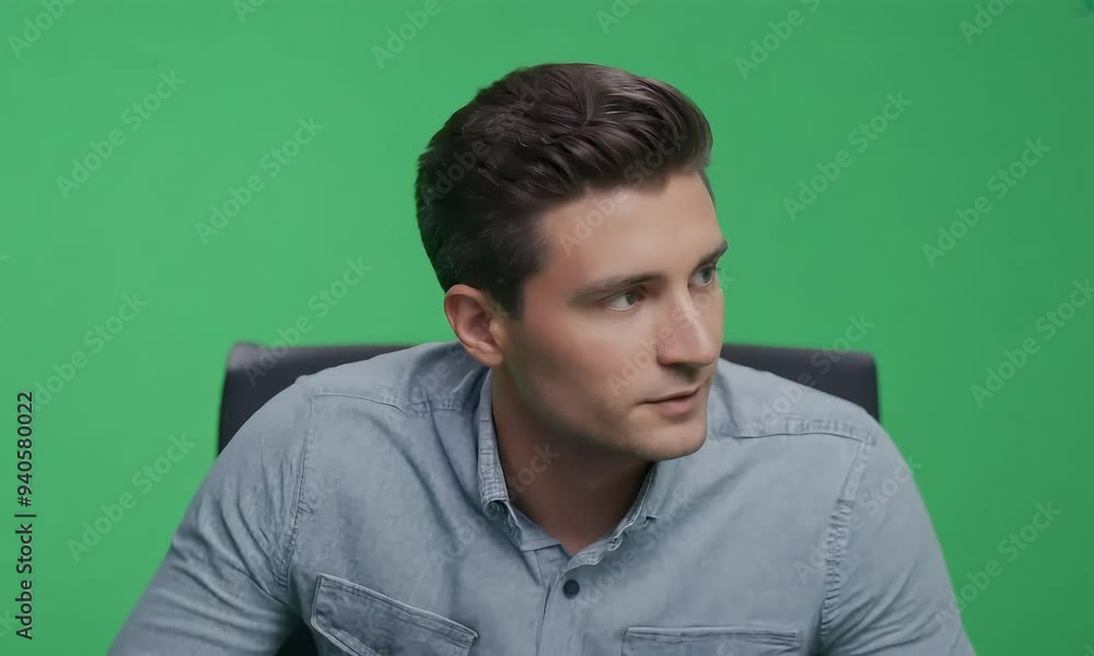 Man in Casual Shirt on Green Screen Background with ai generated.
Man in Casual Shirt on Green Screen Background with ai generated.