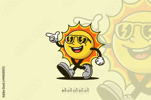 Smiling Sun Taking a Joyful Walk