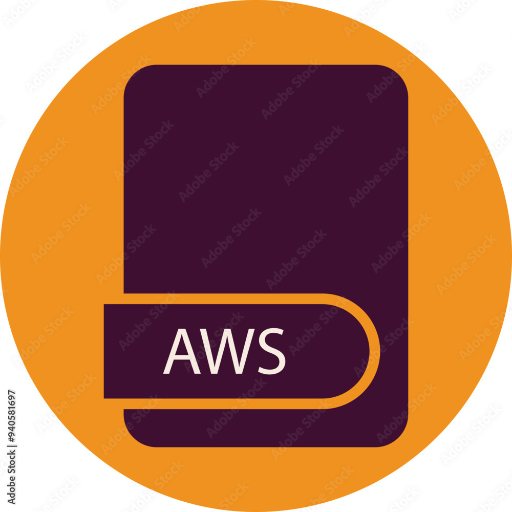 AWS File format icon circular shape AWS File format icon circular shape